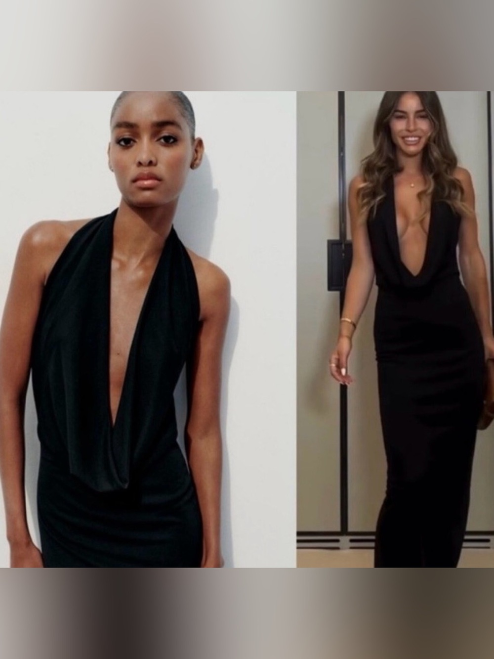 Black Draped Backless Maxi Dress - Zara